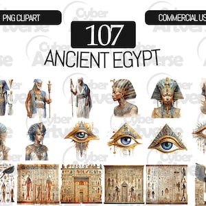 Ancient Egypt Watercolor Clipart Set: Pyramids, Pharaohs (107 PNG Files ...