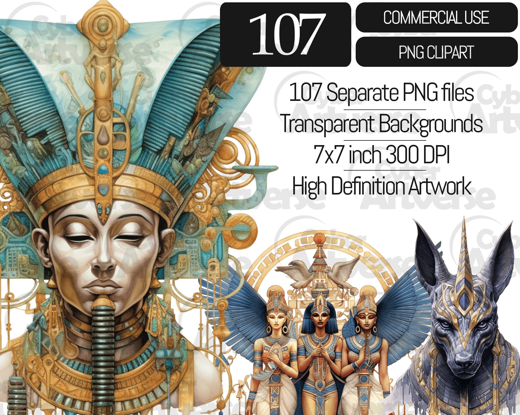 Ancient Egypt Watercolor Clipart Set: Pyramids, Pharaohs (107 PNG Files ...