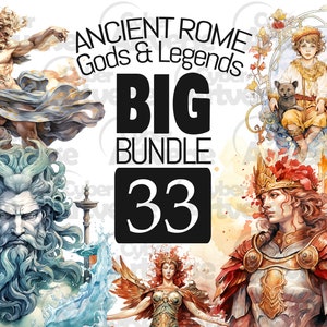 BIG BUNDLE Ensemble de cliparts dieux et légendes de la Rome antique - Divinités et mythes pour le scrapbooking, la journalisation indésirable et les travaux manuels sur papier