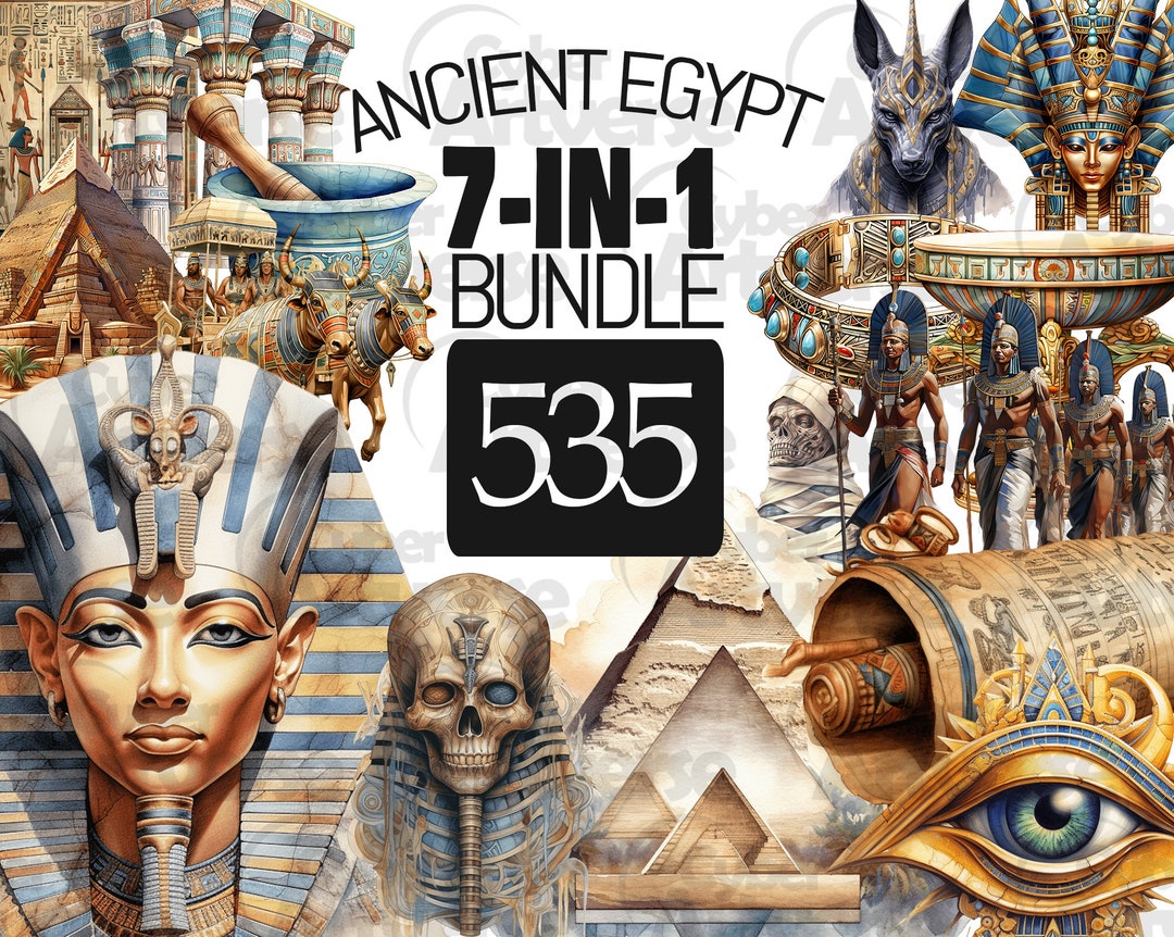 535 Pngs 7-in-1 Ancient Egypt Watercolor Clipart Set - Pyramids ...