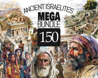 Ancient Israelites Watercolor Clipart Set: Hebrew Bible, Jerusalem (Digital Download)