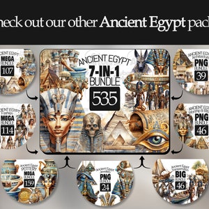 Ancient Egypt Watercolor Clipart Set: Pyramids, Pharaohs (107 PNG Files ...