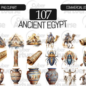 Ancient Egypt Watercolor Clipart Set: Pyramids, Pharaohs (107 PNG Files ...