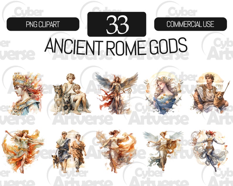 Ancient Roman Gods Clipart: Mythology PNG Bundle (digital Download) - Etsy