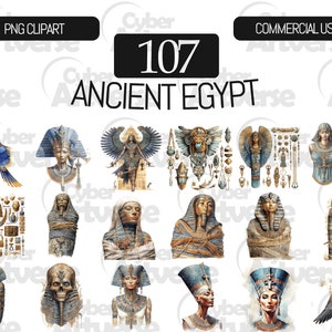 Ancient Egypt Watercolor Clipart Set: Pyramids, Pharaohs (107 PNG Files ...