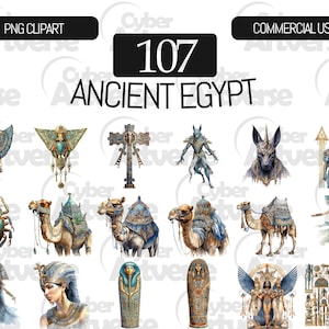 Ancient Egypt Watercolor Clipart Set: Pyramids, Pharaohs (107 PNG Files ...