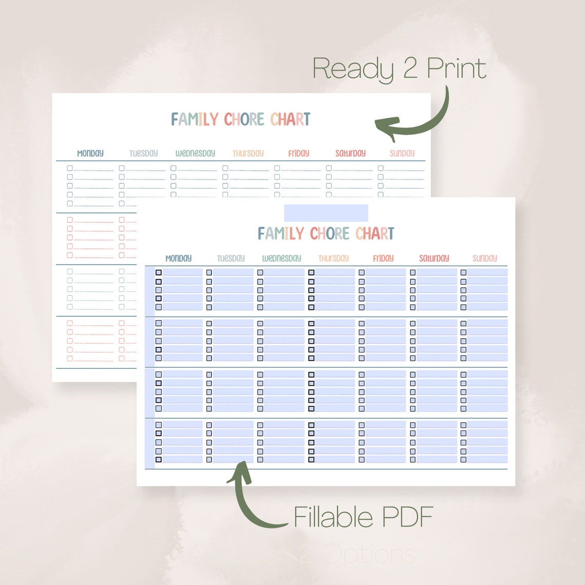 Family Chore Chart Printable, Weekly Chore Chart, Instant Download ...