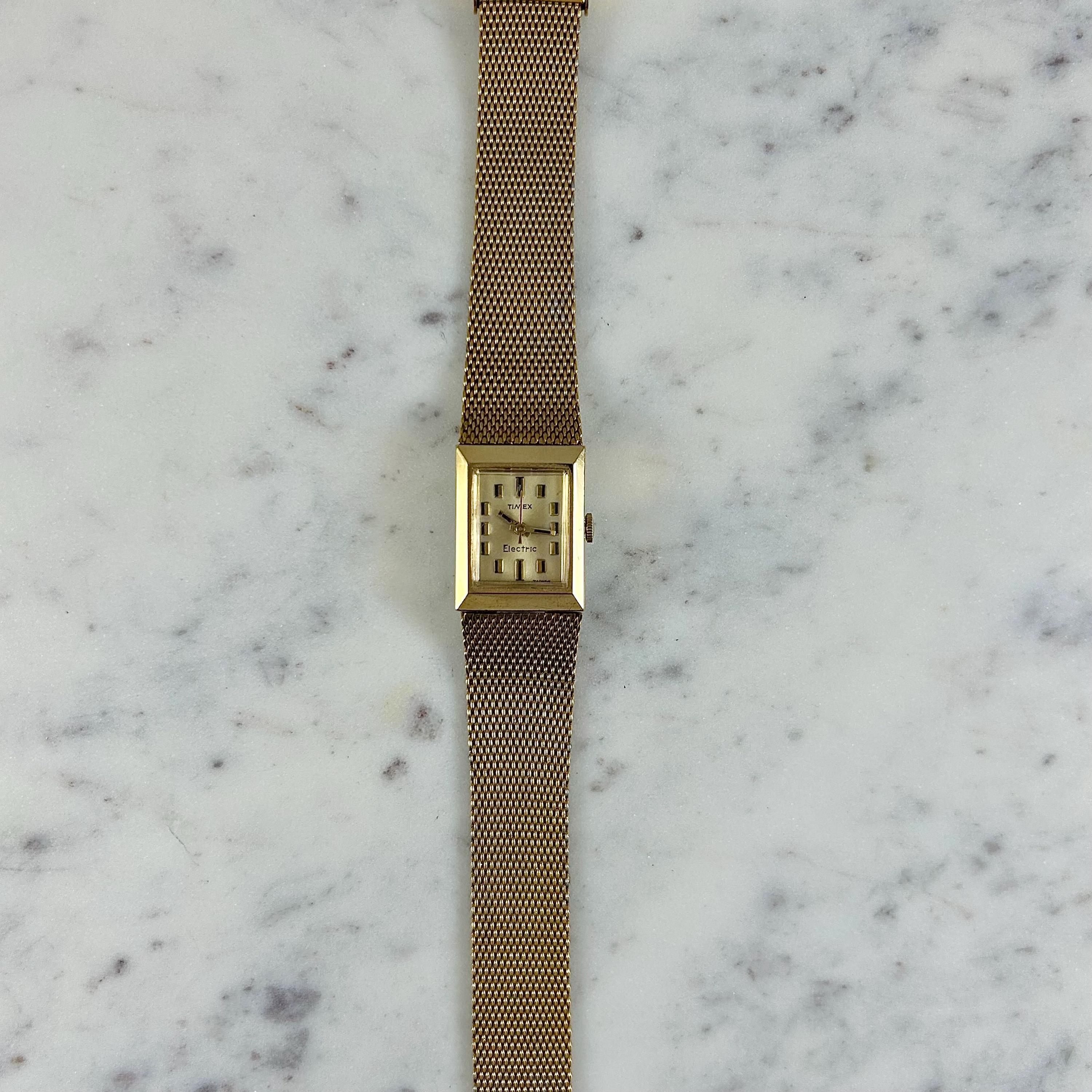 Womens Watches Gold Tone Cocktail Watches, Ladies Watches, Gold Watches for Women, Rectangular Watches, Vintage, Timex Electric