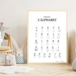 Descarga digital, carteles educativos del alfabeto, cartel minimalista colorido, aprendizaje de letras para niños