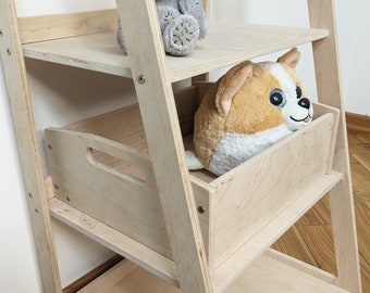 Holzregal Montessori, Kindergarderobe, Kleideraufbewahrung für Mädchenzimmer, Kindergarderobe, Spielzimmermöbel