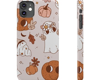 Fall Halloween iPhone Case, Ghost and Pumpkin Print