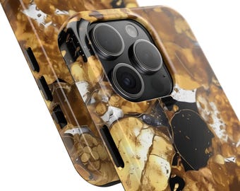 Gold Alcohol Ink Marble Tough Phone Case | Golden Marble Texture