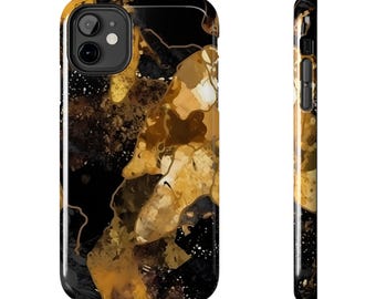 Abstract Gold Art Tough Phone Case: Impact Resistant, Wireless Charging