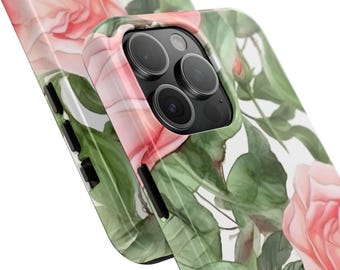 Floral Tough Phone Case: Pink Rose iPhone Cover