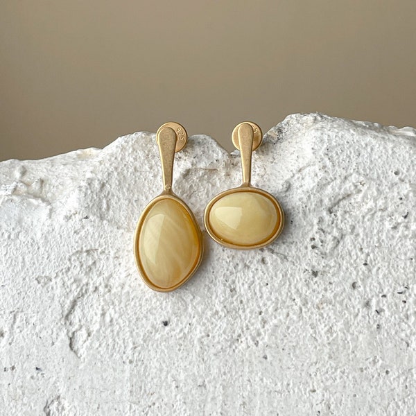 Honey Amber Stud Earrings, Stud Earrings, Amber Gold Plated Earrings, Lightweight Earrings, Everyday Earrings