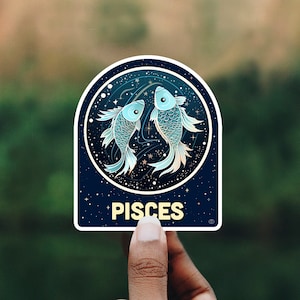 Zodiac Pisces Sticker – Pisces Horoscope Vinyl Decal for Laptops, Water Bottles, Journals, and Astrology Lovers