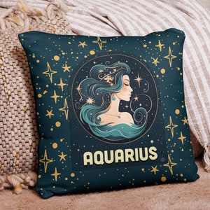 Oreiller Verseau | Cadeau d'anniversaire Verseau | Décoration Verseau | Cadeaux pour les meilleures amies | Oreiller cadeau du zodiaque | Signe astrologique