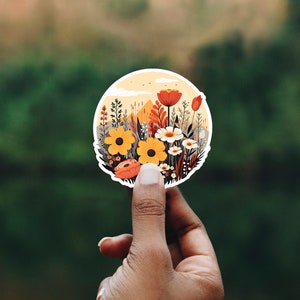 Boho Sunflower Sticker, Floral Car Window Decal, Sunflower Tumbler Sticker, Sunflower Vinyl Decal