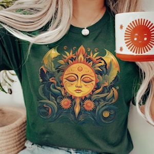 Sunshine Goddess Shirt, Boho Shirt, Gift for Spiritual Friend, Astrology Rising Sun, Female Goddess