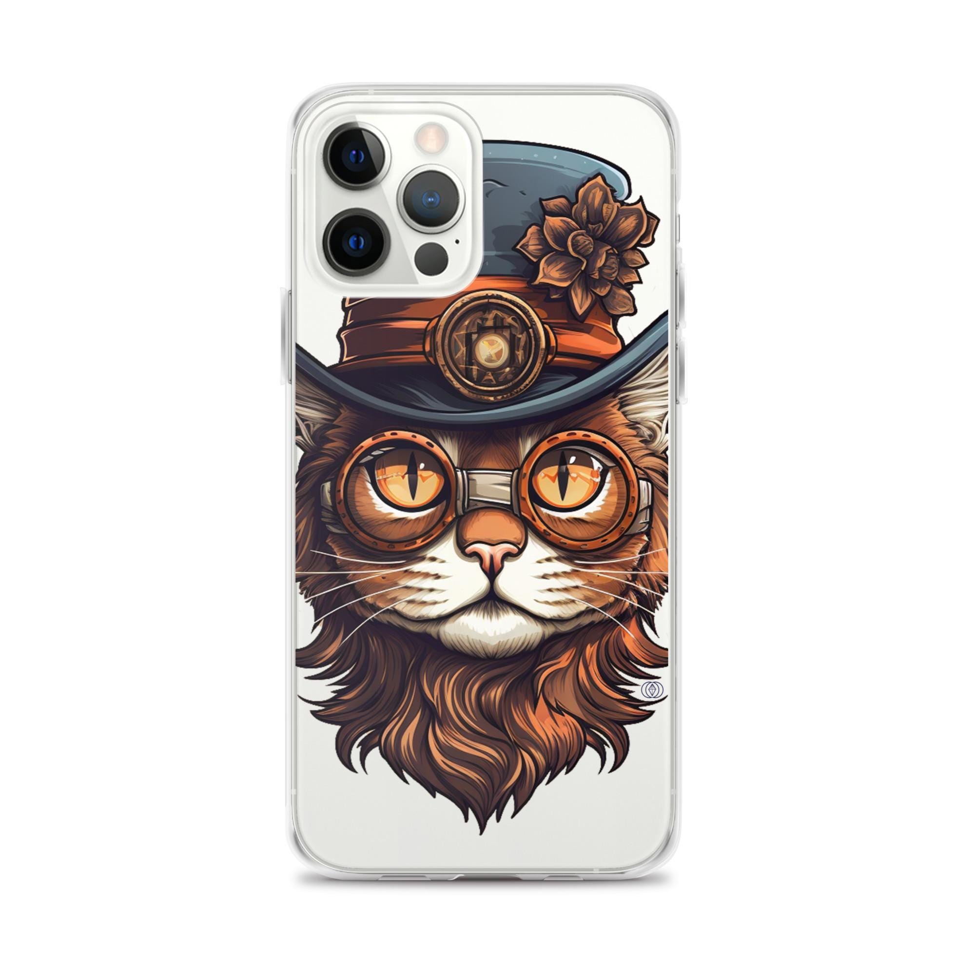 Steam Punk Cat Phone Case, Cat in the Hat, Clear Case for Iphone