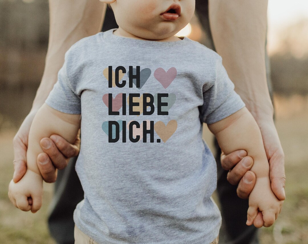 Baby Ich Liebe Dich German for I Love You Tshirt With Hearts, Baby T