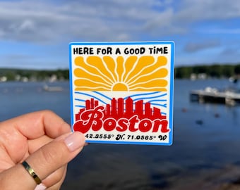 Boston Sticker, Skyline Vinyl Decal, Massachusetts Souvenir Laptop Waterbottle
