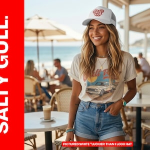 Casquette trucker plus chanceuse que moi pour Miami Beach, OBX, Virginia Beach, Ocean City, Cape Cod, Nantucket, Newport Boating Beach Sun Snapback
