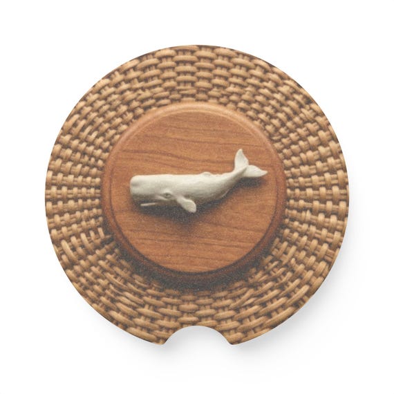 Nantucket Basket Whale Car Soapstone Coaster – Preppy Coastal Cup Holder Set