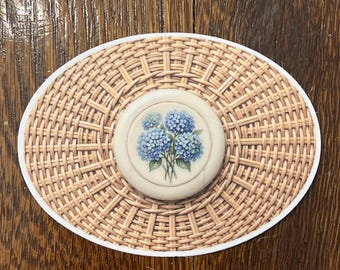 Nantucket Basket Scrimshaw Hydrangea 4” Sticker | Blue Watercolor, ACK Gift