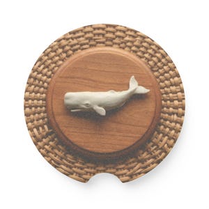 Conjunto de porta-copos Nantucket Basket Whale Car em pedra-sabão – Estilo preppy costeiro imagem 6