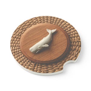 Conjunto de porta-copos Nantucket Basket Whale Car em pedra-sabão – Estilo preppy costeiro imagem 4