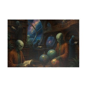 Fantasy Alien Library Jigsaw Puzzle: Fun Brain Teaser for Adults & Kids