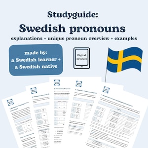 Swedish Pronouns Study Guide: Beginner-Friendly Grammar Cheat Sheet (Digital PDF Download)