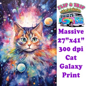 Cat Galaxy Trippy Digital Print