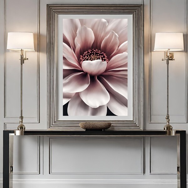 Contemporary Flower Digital Art Print for a Luxury and Modern Home, Large Elegant Printable Floral Wall Art for Home Decor