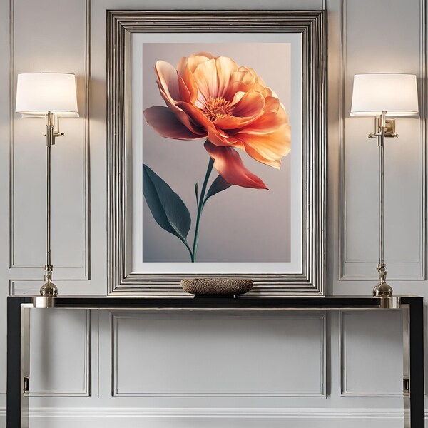 Contemporary Flower Digital Art Print for Luxury Home Decor, Printable Floral Wall Art for a Modern and Elegant Home