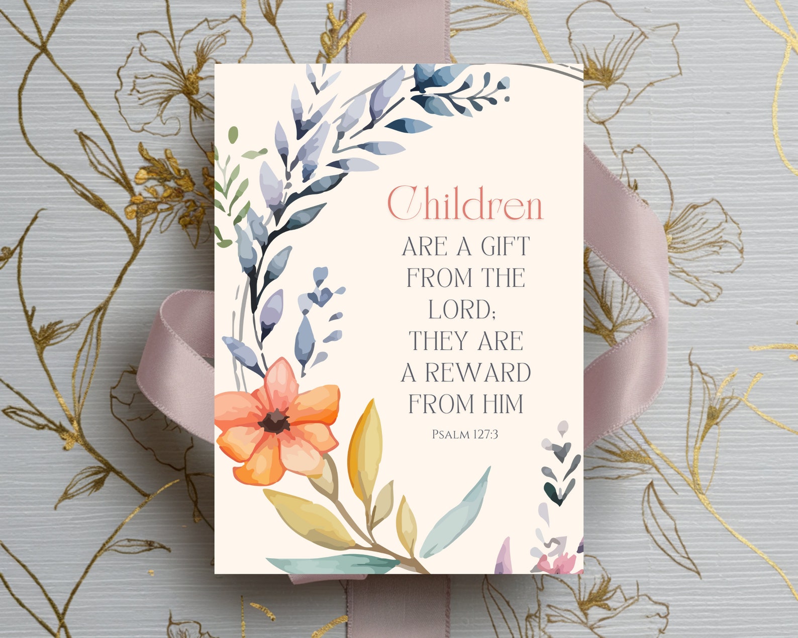 Baby Shower Card With Bible Verse, 5x7 Printable Blank Greeting Card ...