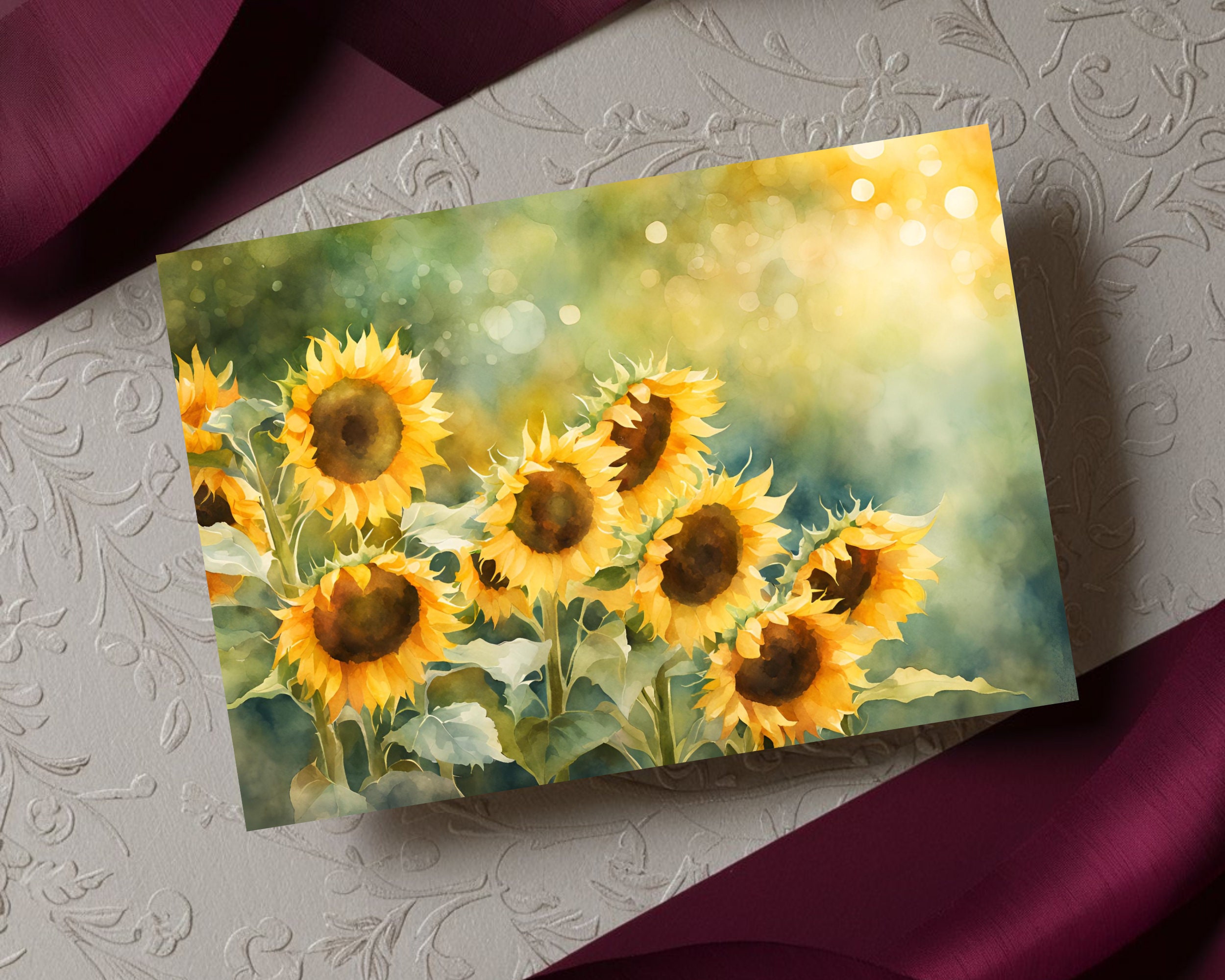 Sunflower Greeting Card for Any Occasion, 5x7 Printable Blank Note Card ...