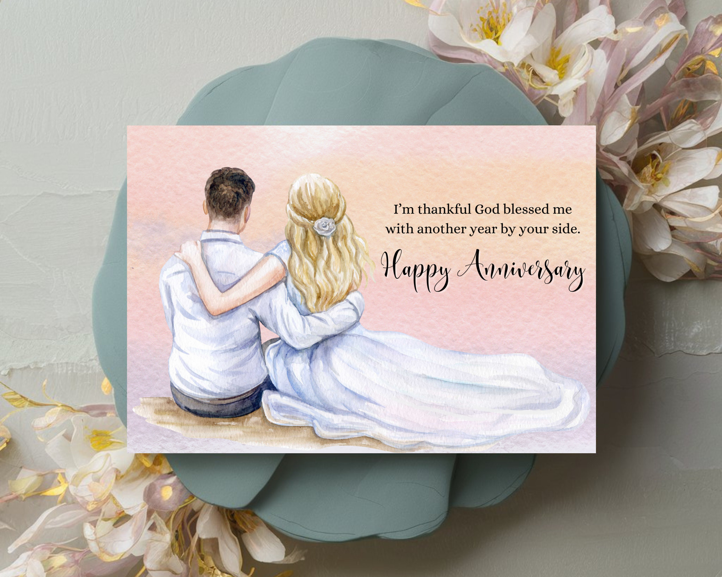 Christian Happy Anniversary Card, 5x7 Instant Download Religious Blank ...
