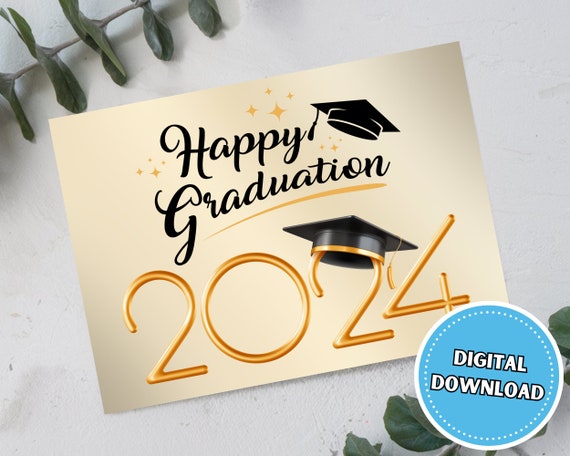Class of 2024 Graduation Card, 5x7 Printable Black and Gold Blank Greeting  Card for Graduate, Instant Download Last Minute Card Ideas - Etsy