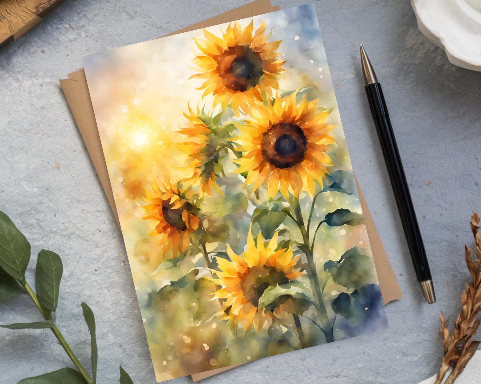 Sunflower Greeting Card for Any Occasion, 5x7 Printable Blank Note Card ...