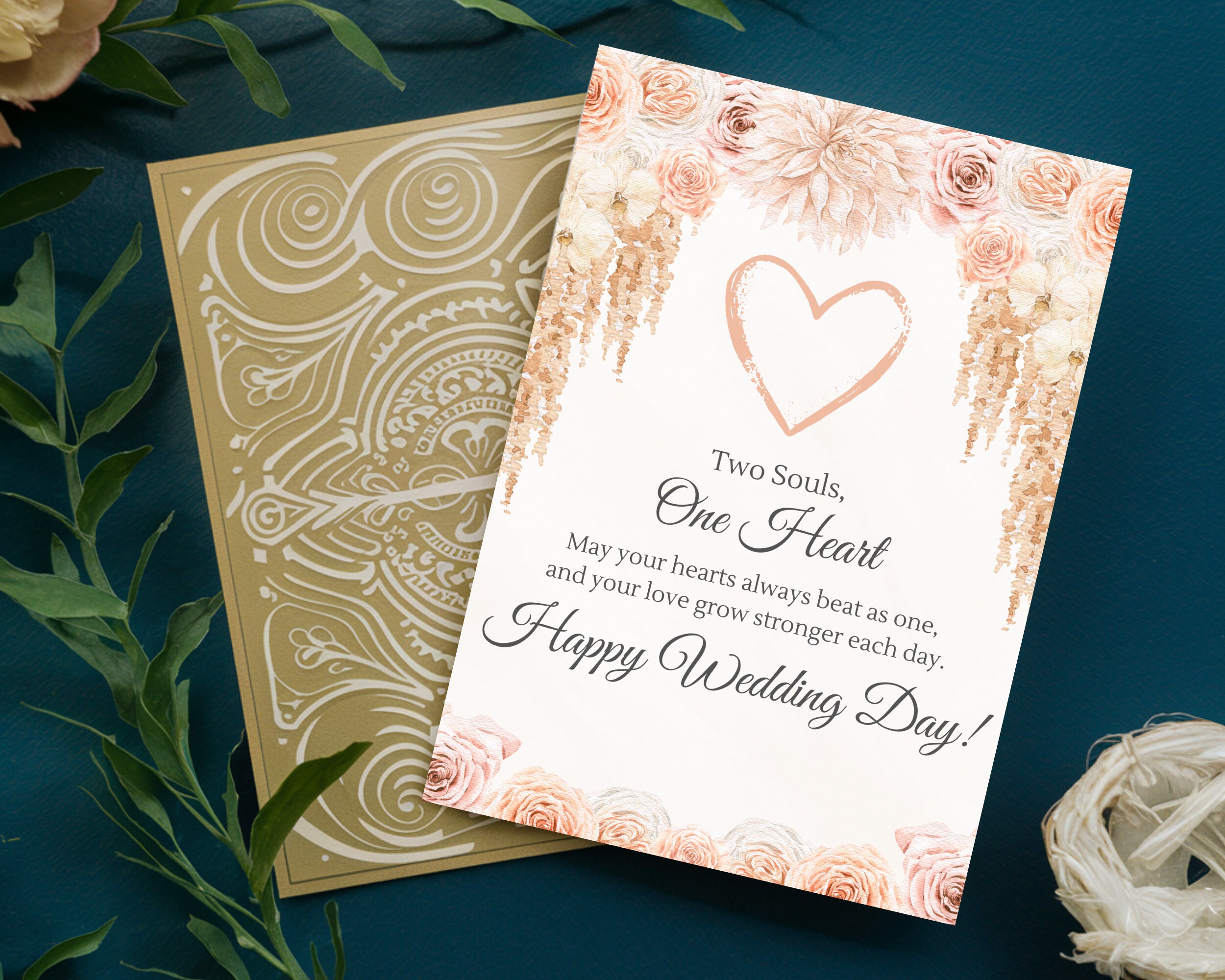 Happy Wedding Day Card, 5x7 Printable Blank Greeting Card With ...