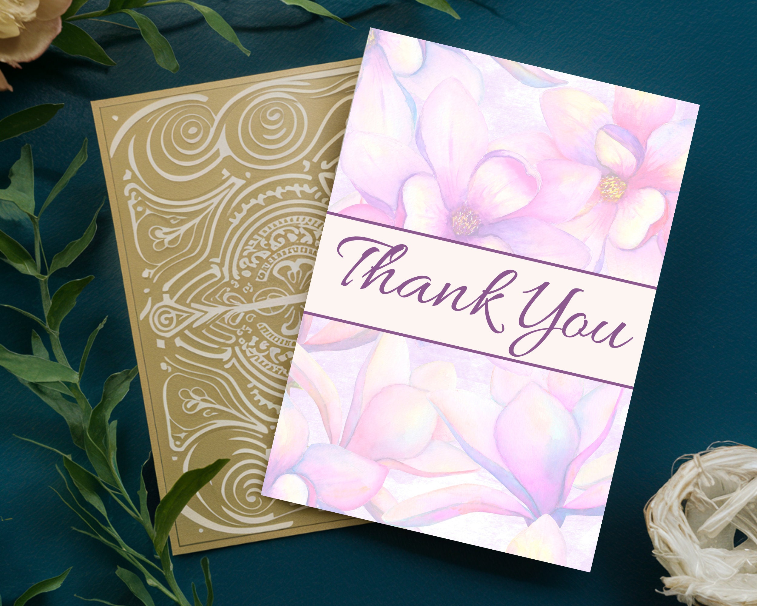 Thank You Card With Purple Watercolor Flowers, 5x7 Instant Download ...