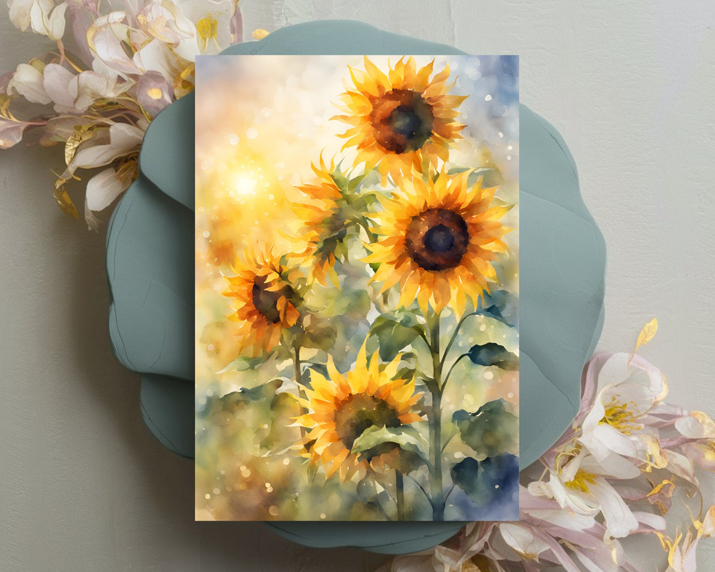 Sunflower Greeting Card for Any Occasion, 5x7 Printable Blank Note Card ...