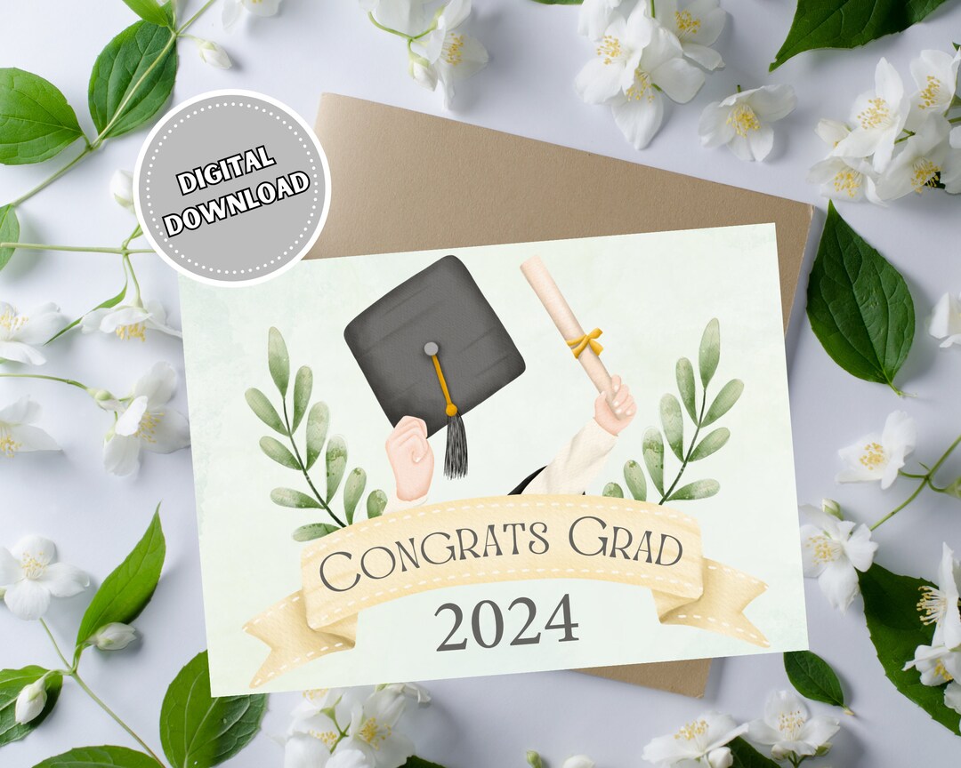 2024 Graduation Day Card, 5x7 Printable Blank Greeting Card for Class ...