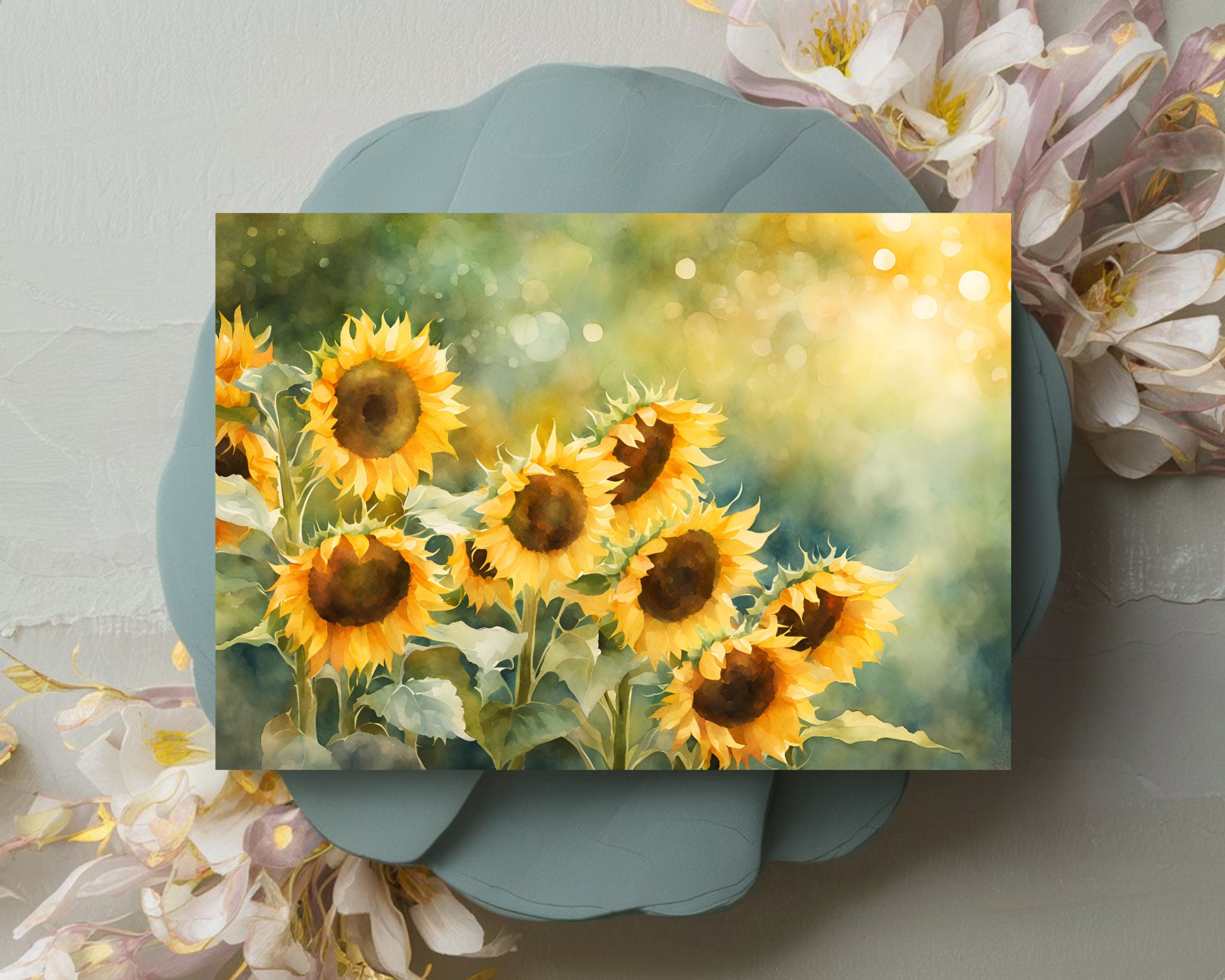 Sunflower Greeting Card for Any Occasion, 5x7 Printable Blank Note Card ...