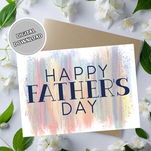 Biglietto di auguri per la festa del papà, biglietto di auguri vuoto con download istantaneo 5x7 con sfondo dipinto, biglietto stampabile per papà