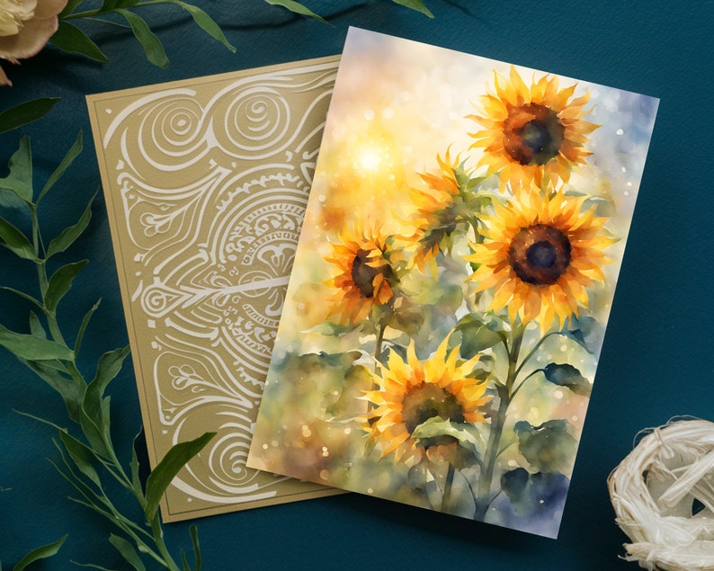 Sunflower Greeting Card for Any Occasion, 5x7 Printable Blank Note Card ...