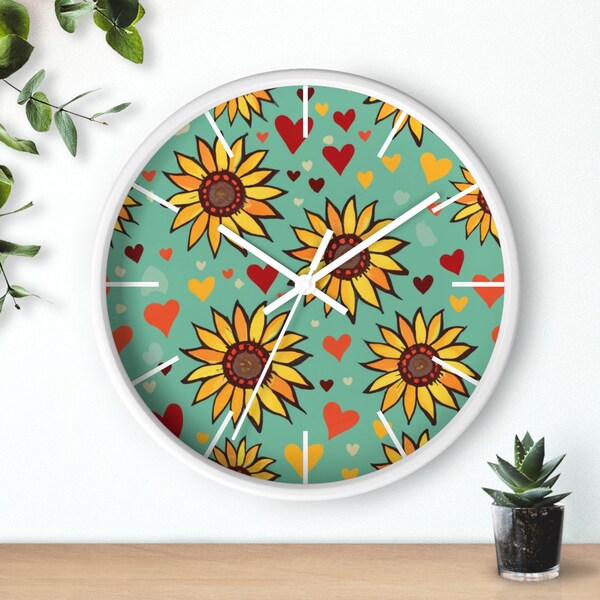 Horloge murale de décoration d'intérieur, tournesol, cadeau pour femme, décoration de printemps, décoration de fleurs de soleil de printemps, cadeau pour grand-mère, décoration de printemps mignonne, décoration murale