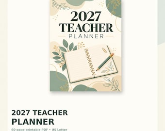 Printbare PDF-planner voor leerkrachten 2027 | Lesplannen, weekoverzichten en klassenlogboeken | 60 pagina's